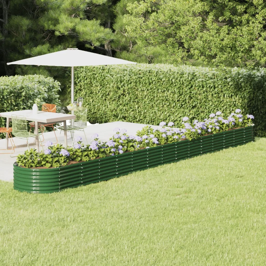 Fioriere | Cassetta per fiori | Letto Giardino Acciaio Zincato 620x80x36 cm Verde