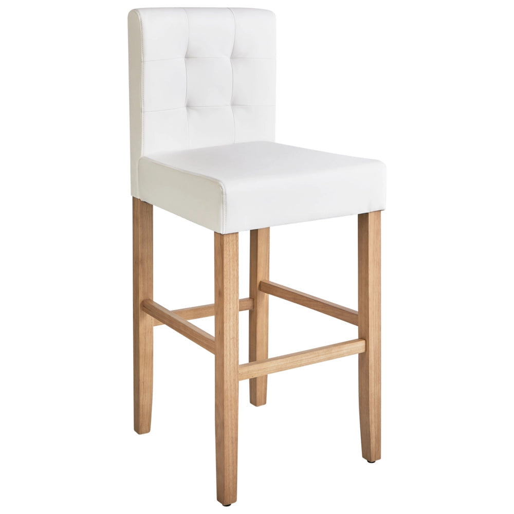 Set di 2 sgabelli da bar in ecopelle bianco sporco con schienale sala da pranzo cucina imbottita moderna