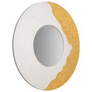 Specchio rotondo in legno con rilievo bianco d80x2h
