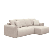 Divano letto angolare reversibile in velluto a coste, 3 posti, beige