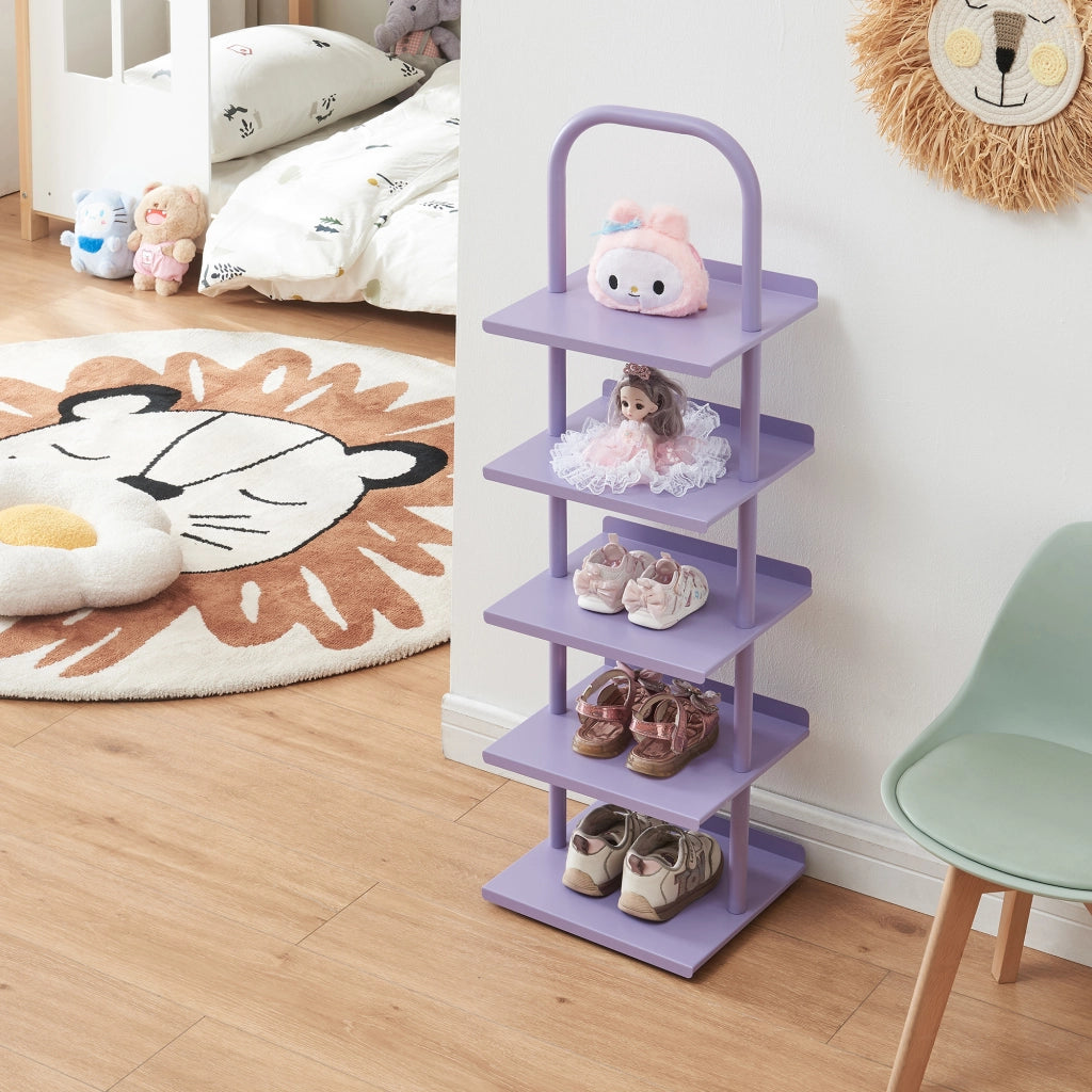 Scarpiera Poytya per Cameretta Scaffale in Acciaio 96x30x27 cm - Viola [en.casa]