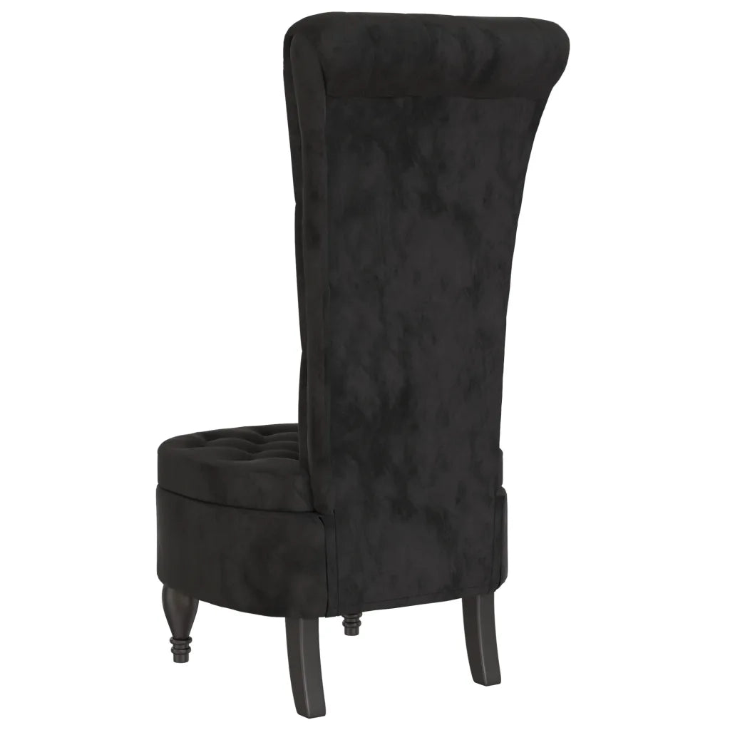 Sedia con Schienale Alto Design con Bottoni in Velluto Nero