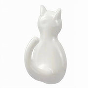 Trade Shop - Set 3 Pz Ganci A Forma Di Gatto Bianchi Adesivi Per Cucina Bagno Da Parete 79346 -