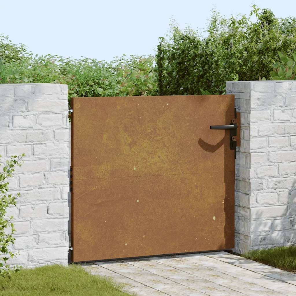 Cancello da giardino 85x125 cm in acciaio Corten design quadrato 153257