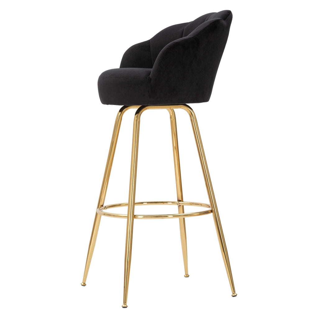 Tequis, Sgabello Rivestimento in Velluto, 55x53x110h cm Nero