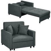 Poltrona Letto Singolo  100x98x88 cm con Vano Contenitore in Tessuto Effetto Velluto Grigio