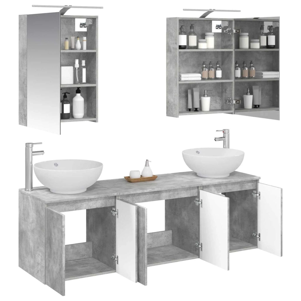 Set di Armadi da Bagno 5 pcs Grigio Cemento 3406474