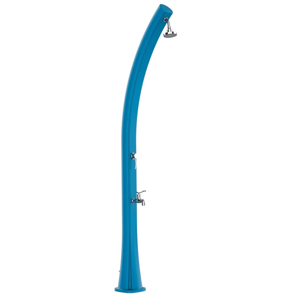 Starmatrix Rio Doccia a Riscaldamento Solare Curva In Polietilene Serbatoio 25 l Con Lavapiedi Blu Soffione Rotondo Serbatoio 25 Litri Con Lavapiedi Accessori e Rubinetti In Ottone