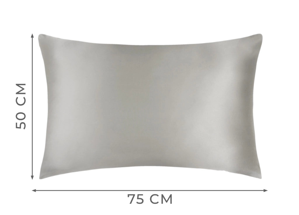 Federa Guanciale Cuscino Letto 100% Seta Chiusura Zip In Tinta Unita - Federa - Grigio Chiaro