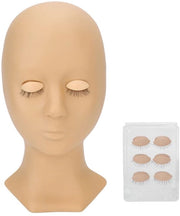 Oreficerimento Trainingscapo in Silicone - Testa di Trucco con Occhi Interchangeabili - Disegno Rinnovabile - 4 Paia di Occhi - Tessuto di Alta Qualità - Testa di Trucco in Silicone