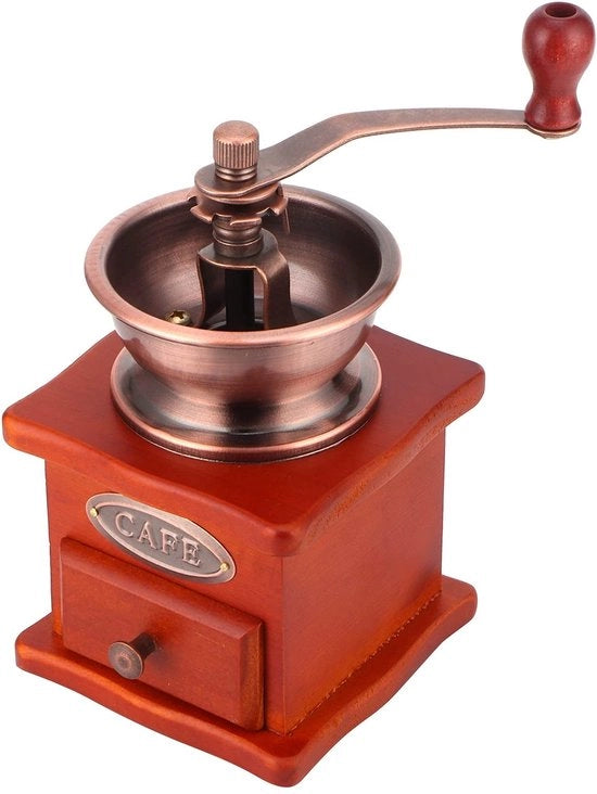 Macchina per macinare caffè manuale - Macinatore di chicchi di caffè - Mini macchina per macinare caffè - Manico ergonomico - Design antico - Contenitore per polveri igienico - Codice prodotto: [codice prodotto], Modello: [modello]