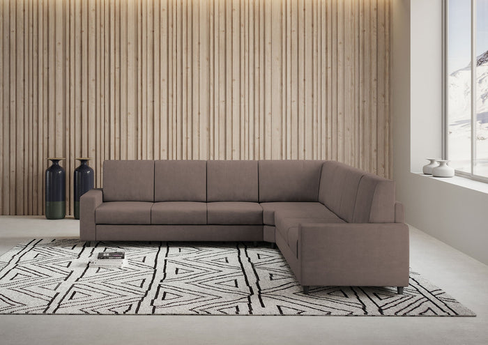 Divano Angolare 7 Posti 286x286x85 cm Sakar in Tessuto Talpa