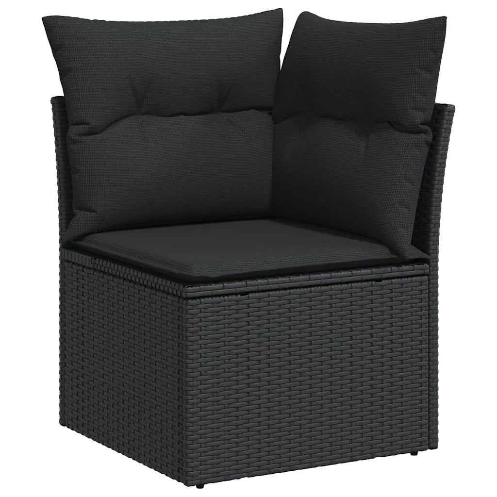 Set Divano da Giardino 6 pz con Cuscini Nero in Polyrattan 3326156