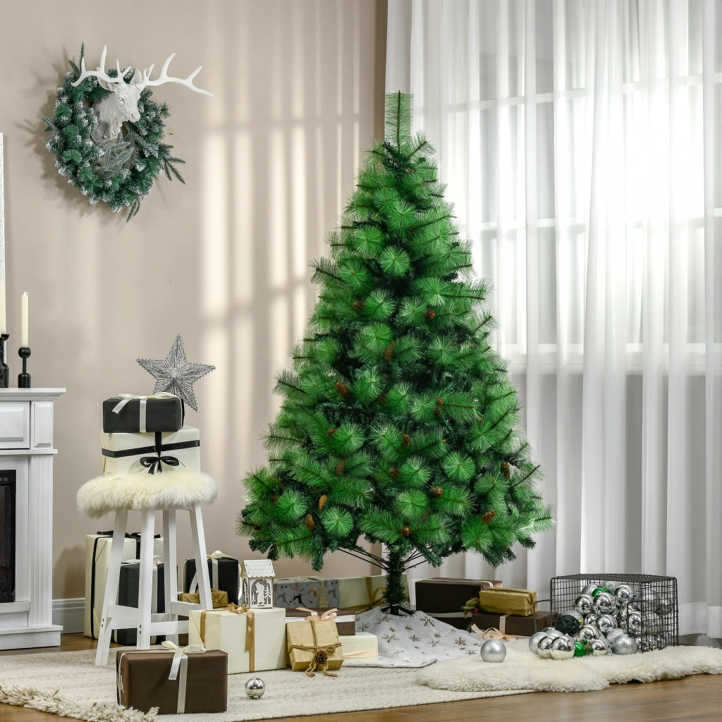 Albero di Natale Decorato con Pigne ¨C zephmum ¨C Verde, PE e PVC, ¦µ116x180 cm