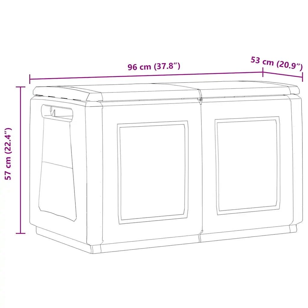 Contenitore da Giardino 96x53x57 230 L Grigio Scuro e Nero 151817