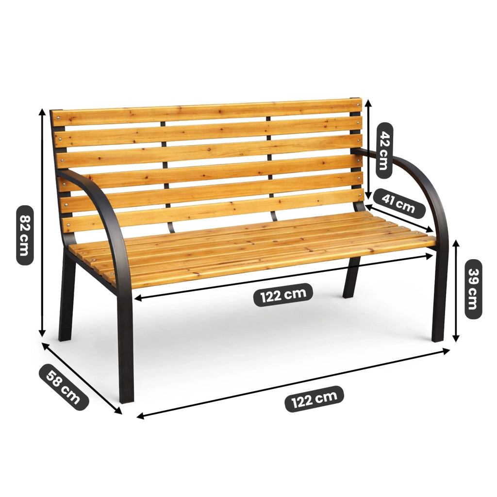 Panchina da giardino DALIA con legno laccato e gambe in acciaio larghezza 122 cm