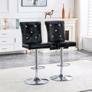 Sgabello da bar vintage con design effetto coccodrillo e dettagli cristallo, seduta comoda impermeabile in PVC nero