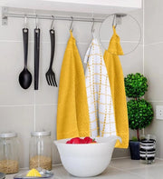Set di Asciugamani da Cucina - 38 x 64 cm - 100% Cotone Superficiale e Assorbente, Asciugamani per Tavolo, Asciugamani per Sedile e Asciugamani per Sedia (Giallo e Bianco)