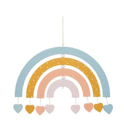 Decorazione murale Arcobaleno in legno e cotone 30x20 cm