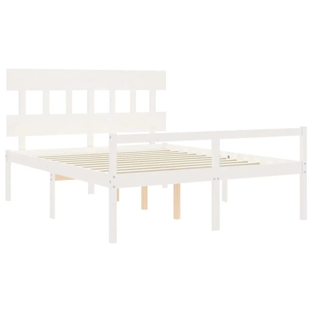 vidaXL Letto per Anziani con Testiera Bianco 160x200 cm Legno Massello