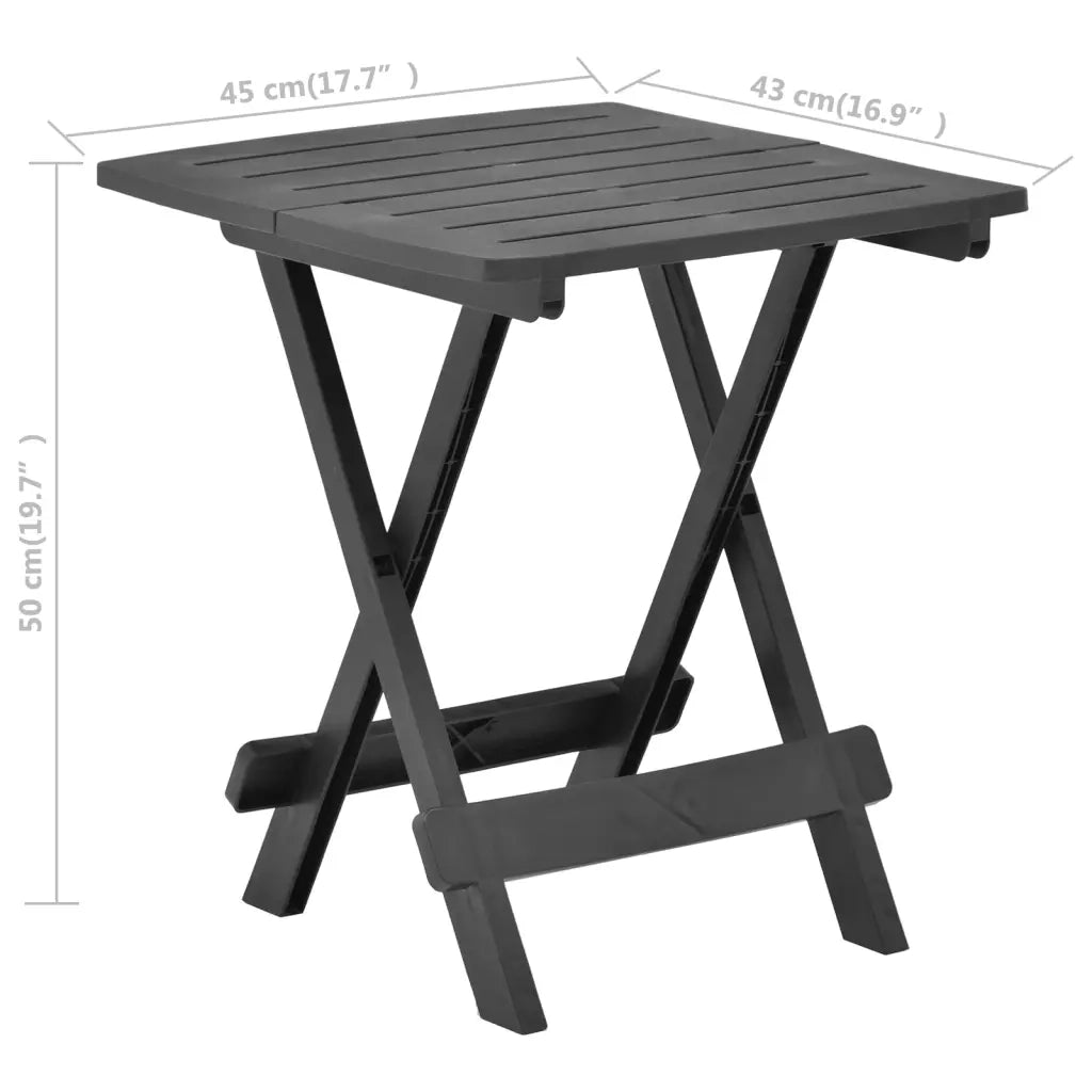 Tavolo da Giardino | Tavolino da esterno Pieghevole Antracite 45x43x50 cm in Plastica
