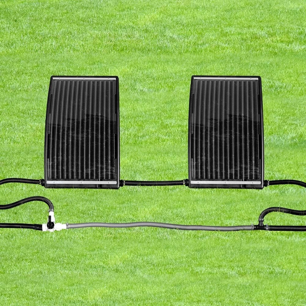 ® 2X Pannello Solare Termico Curvo da Piscina 112x55x14cm per 10000 L/h Tubo 32/38mm Regolabile Riscaldamento