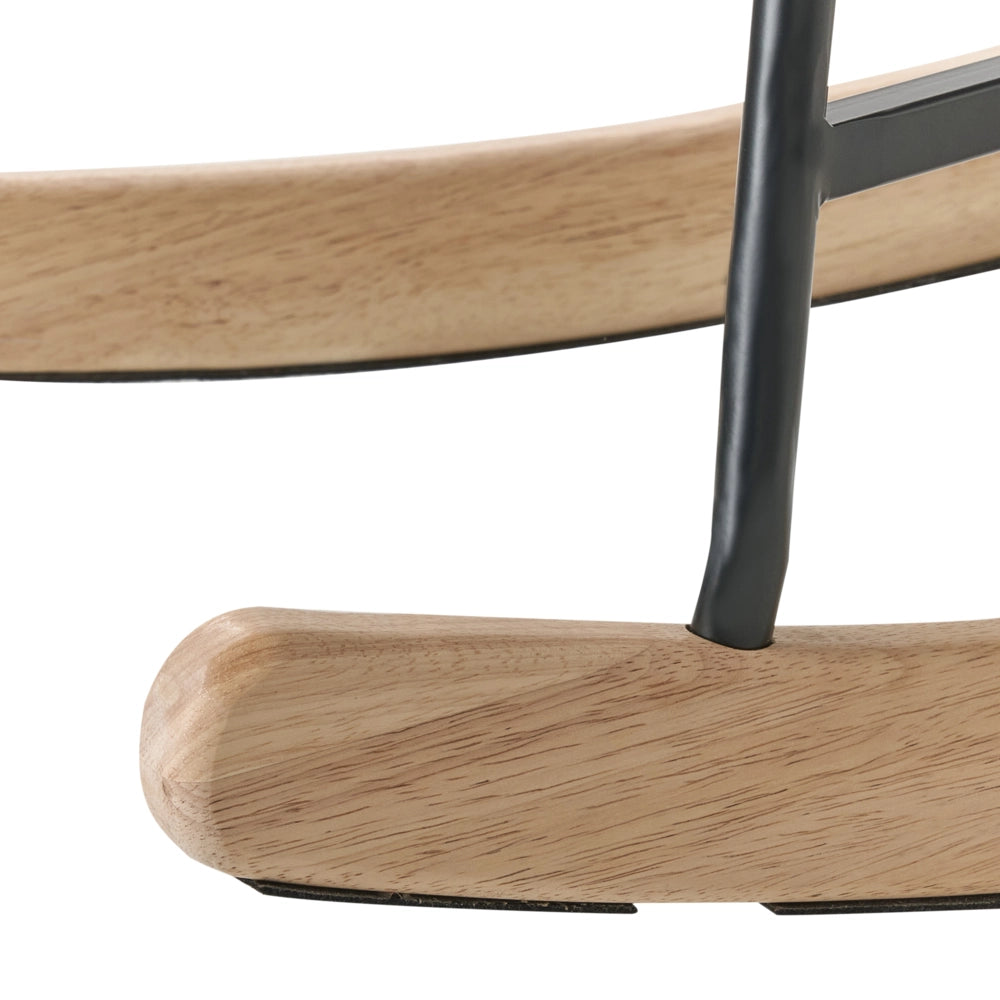 Sedia A Dondolo Tessuto Beige Gambe In Metallo Pattini In Legno Moderni