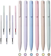 Set di pennarelli a gomma 6 colori pastello - Inchiostro veloce - Punta fine 0,5 mm - Copricapo in silicone - Navicelle sostitutive - Scrittura confortevole - Pennarelli a sfera