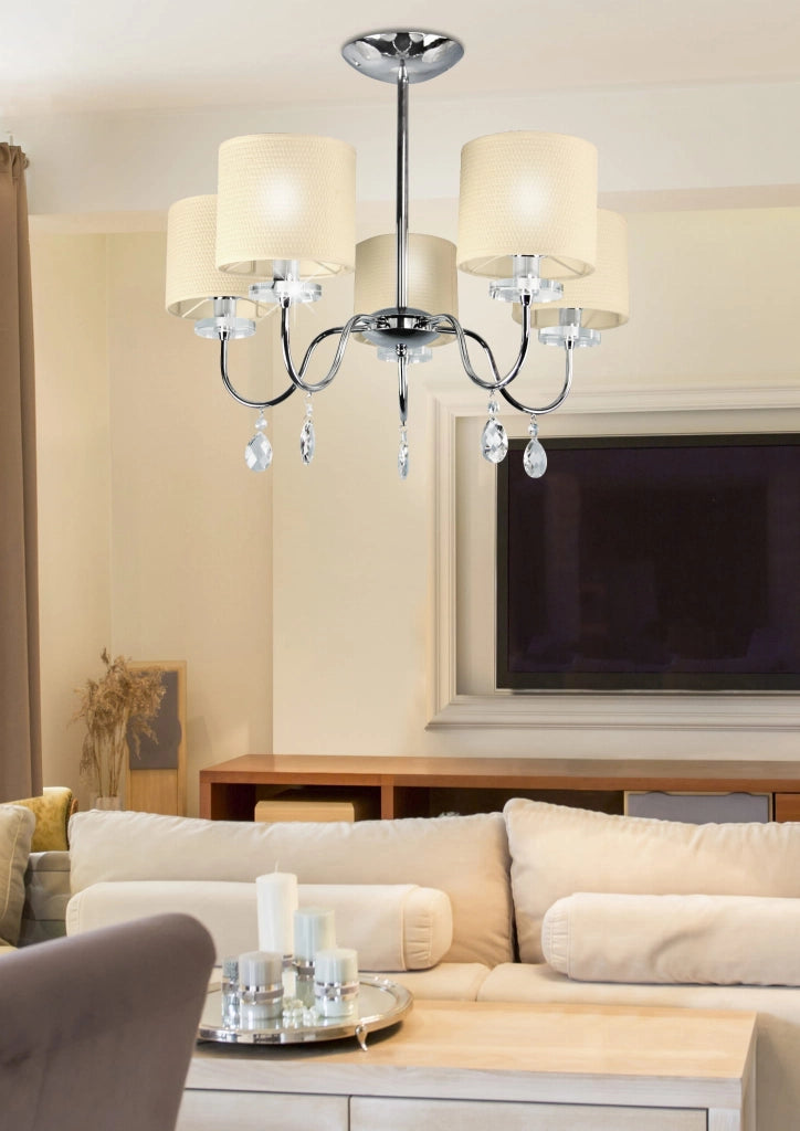 Lampadario Candellux Estera 35-11671 5xE14 cromo crema