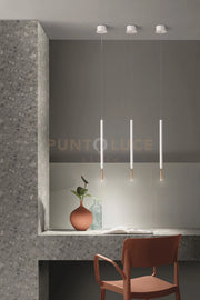 SOSPENSIONE TUBIC BIANCO E ORO H.54CM D.2,5CM LED 3000K 390LM 7W