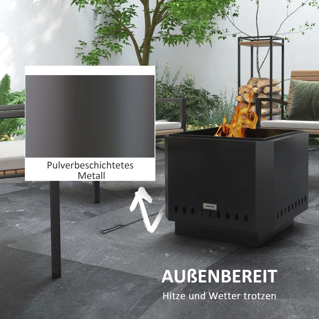Braciere da Giardino ¨C Xylo ¨C Acciaio Nero con Attizzatoio 48x48x41 cm