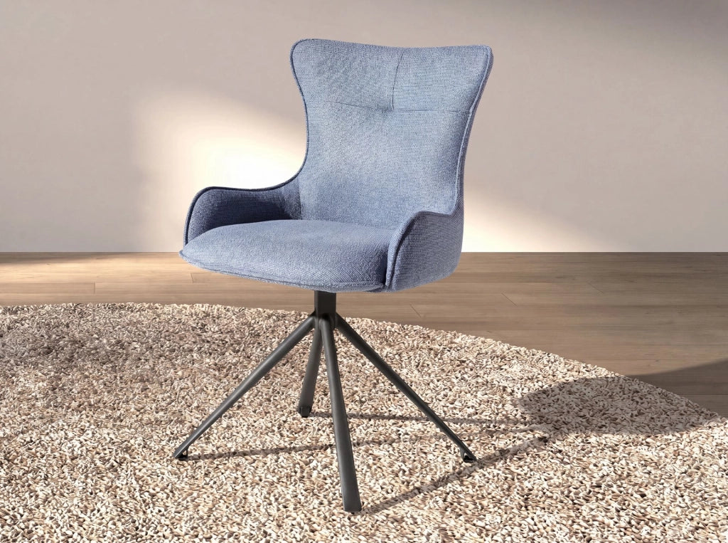 Sedia girevole in tessuto blu