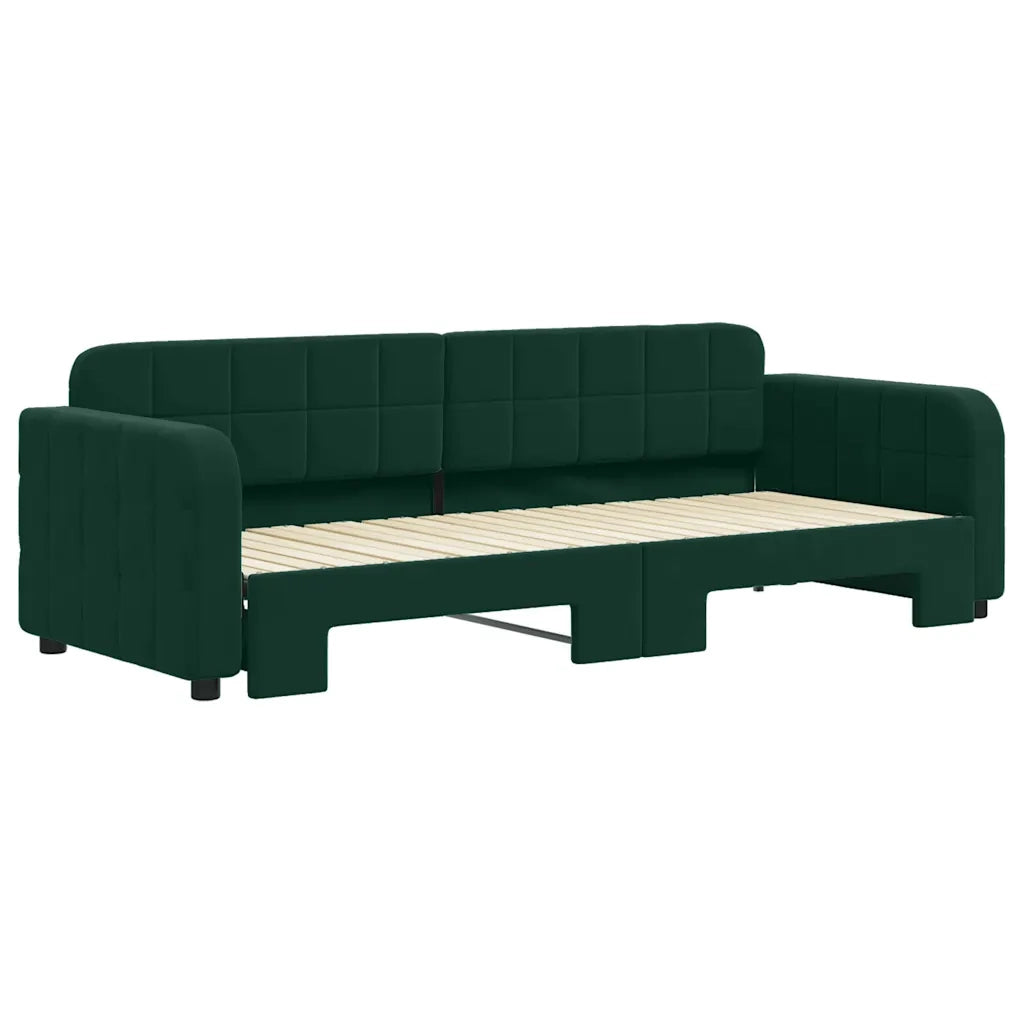 Divano Letto con Letto Estraibile Verde Scuro 80x200cm Velluto 3196924