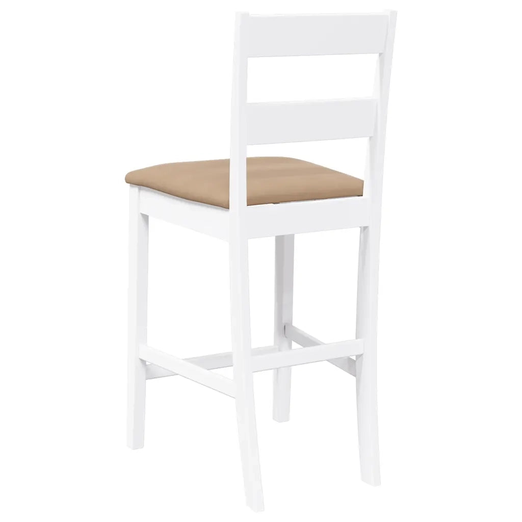 vidaXL Sgabelli da Bar con Cuscini 2 pz Bianco Legno Massello di Hevea