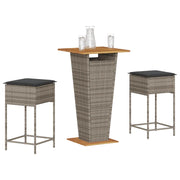 Set Bar da Giardino 3pz con Cuscini Grigio in Polyrattan 3261478