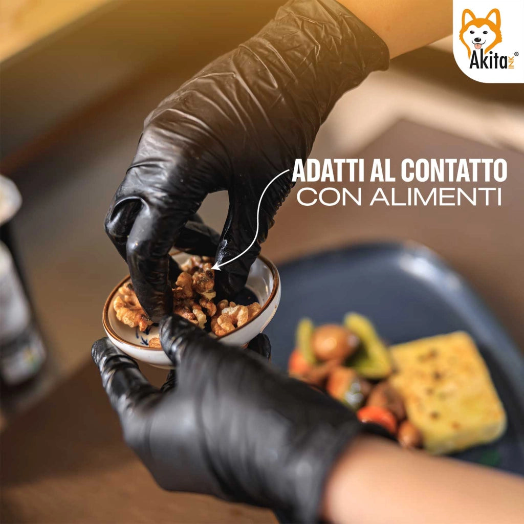 Guanti Nitrile Neri XL Senza Polvere Akitaink 1000 pezzi