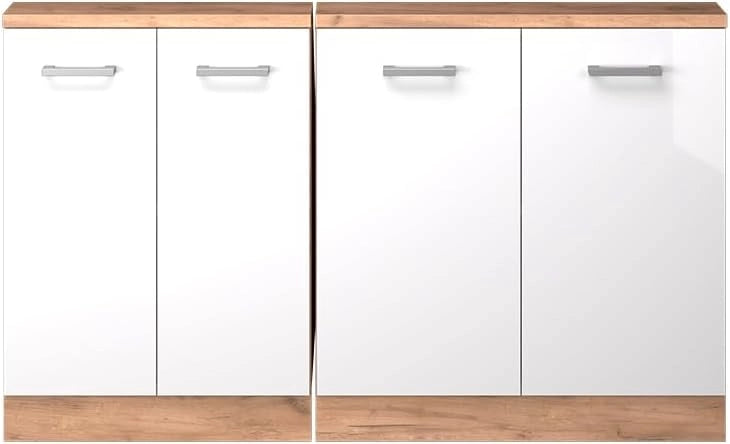 Set di mobili sottotetto Rion, Bianco lucido, Set di 2, adatto per il salvaspazio sotto tetti spioventi