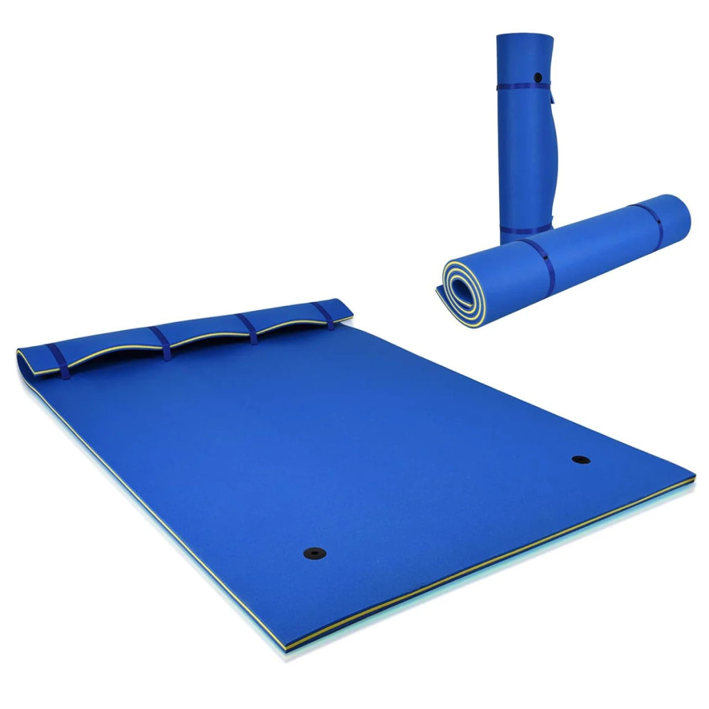Materassino galleggiante 270 x 180 x 3,5 cm per 3-5 persone seduta comoda design acquatico in schiuma XPE blu 20_0019631