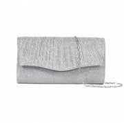 Borsa elegante per la sera, portamonete da donna con schiena a spalla, piccola borsa da sera con glitter e cinturino rimovibile (argento)