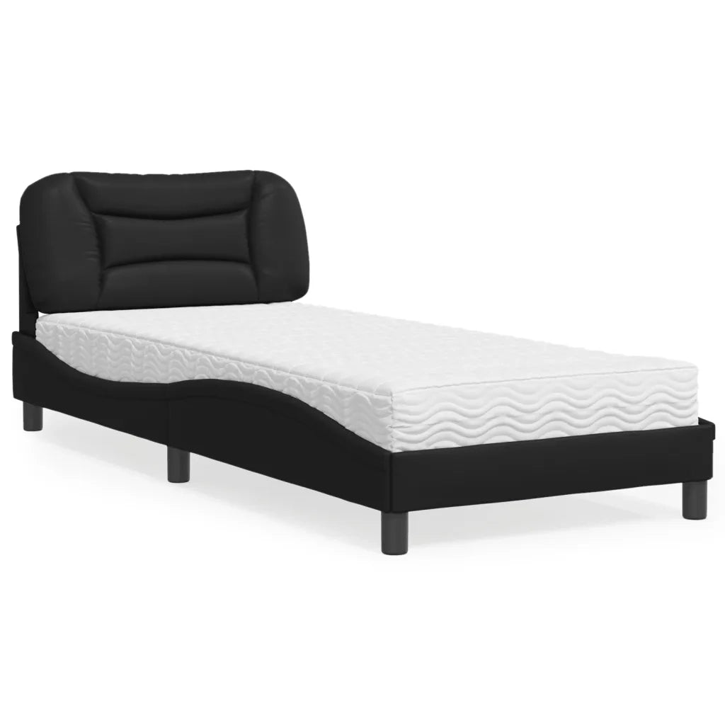 Letto con Materasso Hvar Nero 90x190 cm in Similpelle 3208689