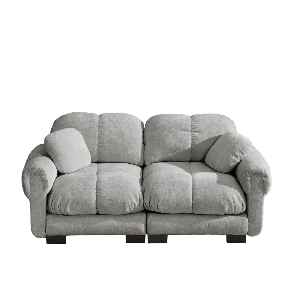 Divano modulare a 2 posti in ciniglia; grigio chiaro; 190x86x90 cm