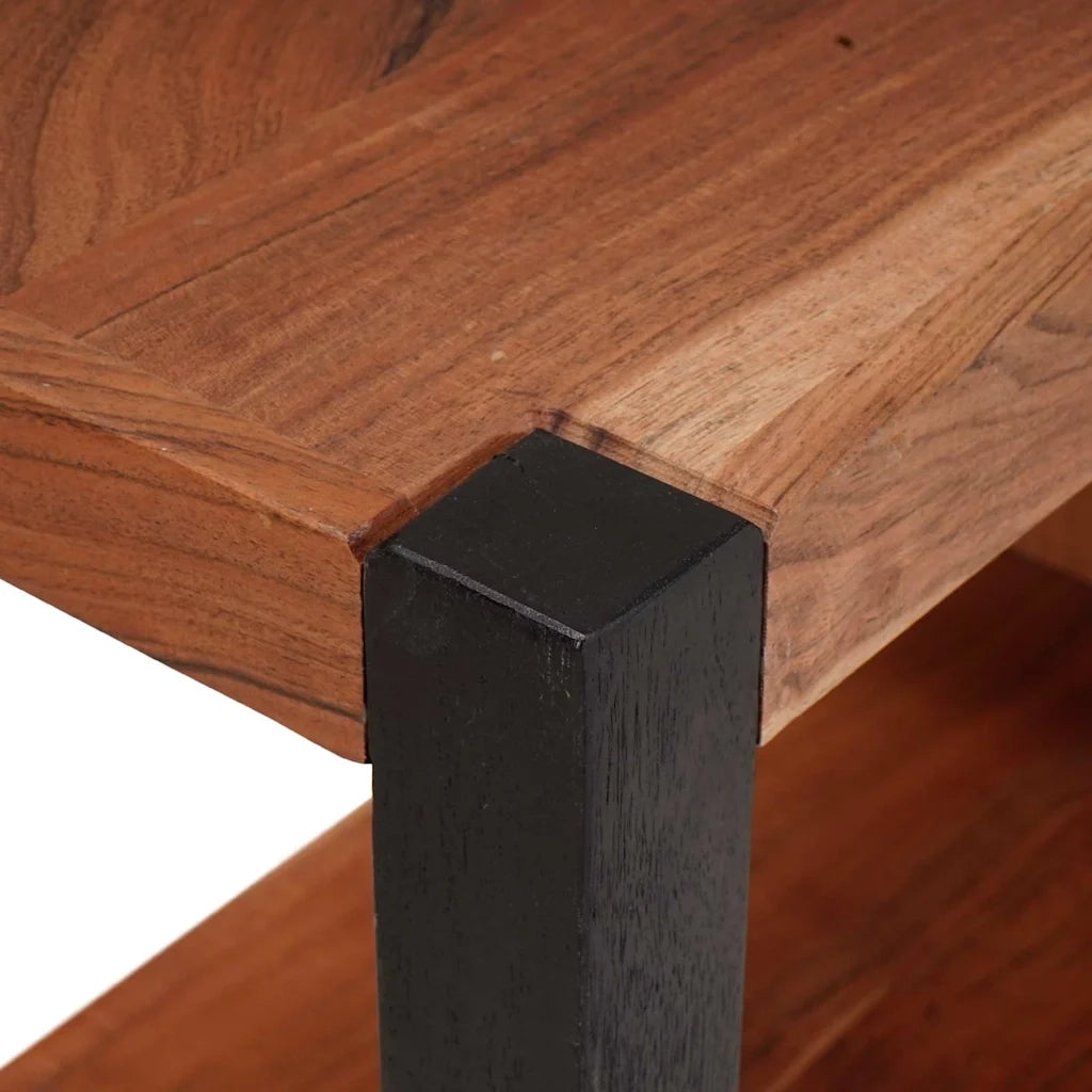 vidaXL Libreria Marrone, Nero 50 x 30 x 75 cm Legno di Acacia Massello