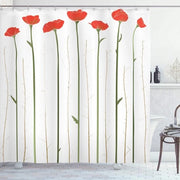 Douchegordijn con Pannelli di Raccordo in Rosso - Decorazione per la Bagno di Primavera 175 x 180 cm