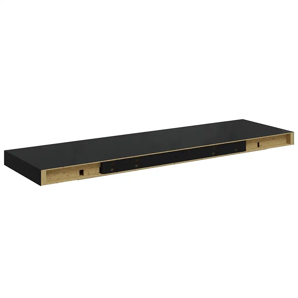 Scaffali a Parete 4 pz Nero Lucido 80x23,5x3,8 cm in MDF 323774