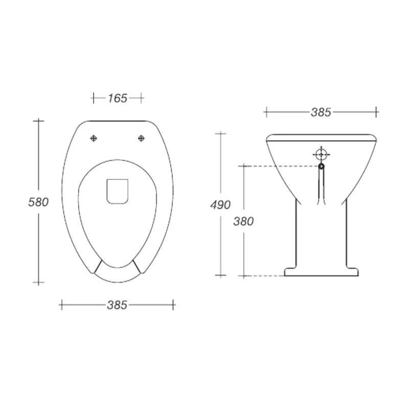 Vaso bidet per anziani e disabili con scarico a pavimento e predisposizione di flussometro