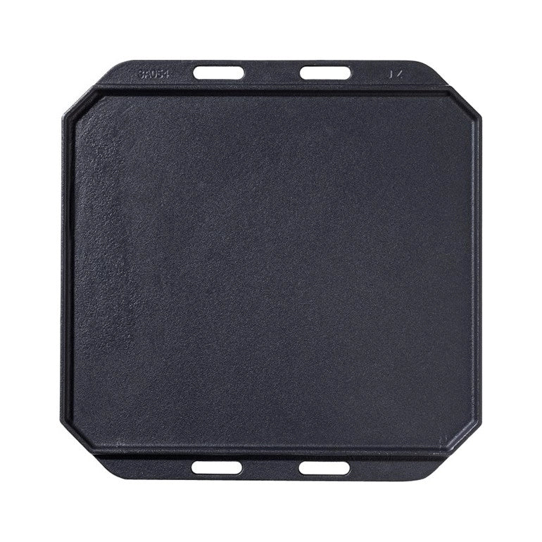 Piastra in ghisa con vassoio in legno, manico rimovibile in acciaio inox con finitura opaca 30 x 30 cm Cozze by Ezooza