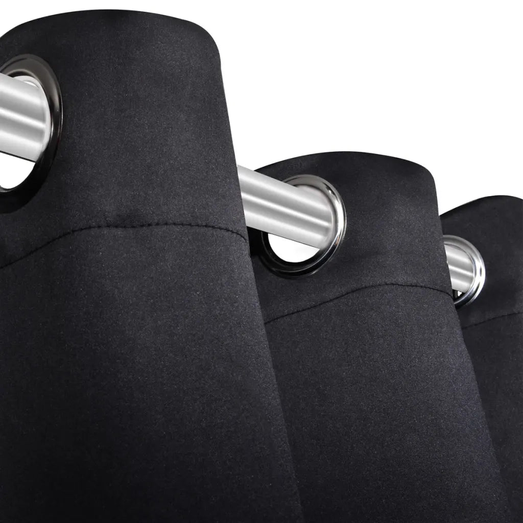 2 Pz Tende Oscuranti con Occhielli in Metallo 135x175 cm Nere 132199