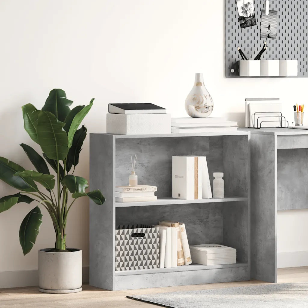 Libreria Grigio Cemento 80x24x75 cm in Legno Multistrato 800895