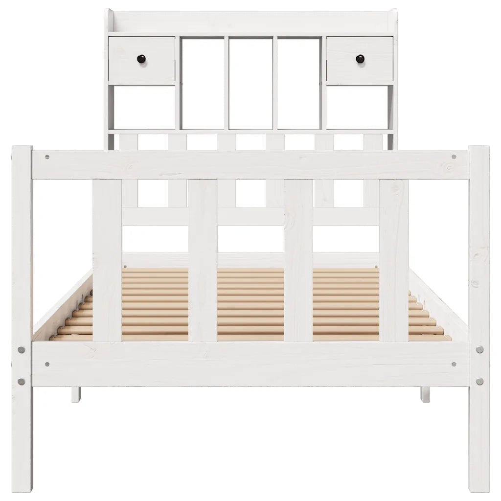 Letto Libreria senza Materasso Bianco 90x190 cm Massello Pino 3321730