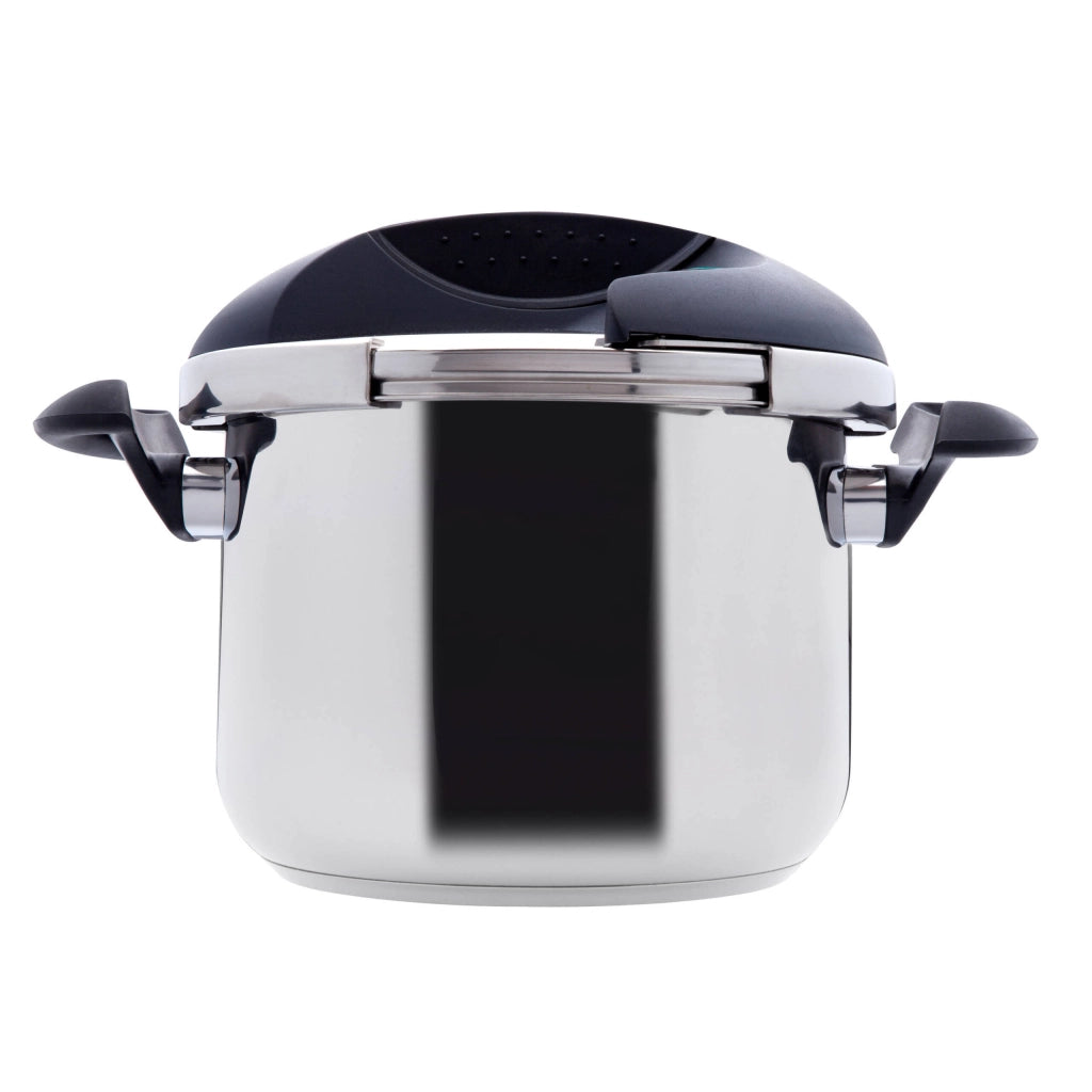 Pentola a pressione rapida acciaio inox 18/10, capacità 8 litri diametro 24cm, valvola sicurezza, fondo termodiffusore, induzione - SOGO
